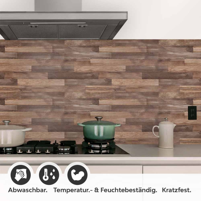 Küchenrückwand Folie dunkles Holz Detailbild 1