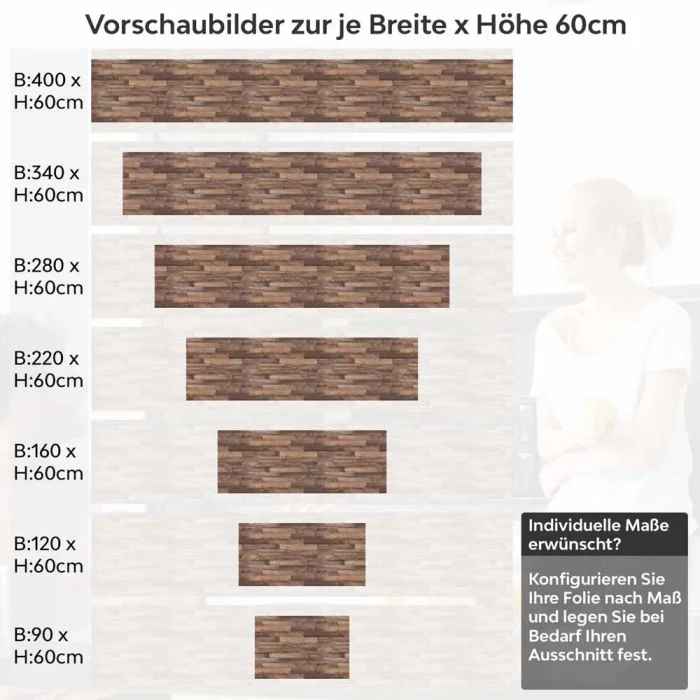 Küchenrückwand Folie dunkles Holz Höhe 60cm
