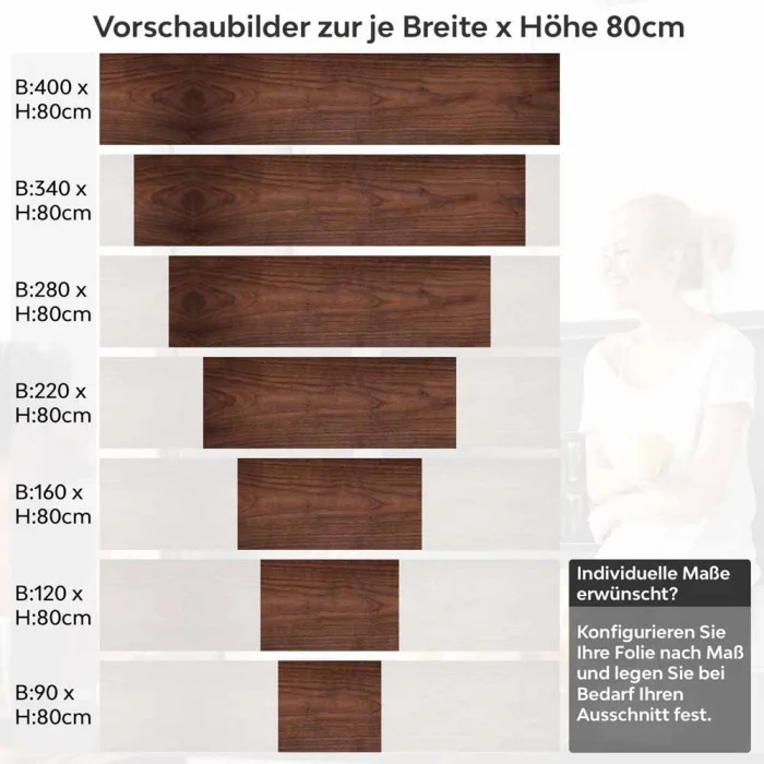 Küchenrückwand Folie Holzstruktur Höhe 80cm