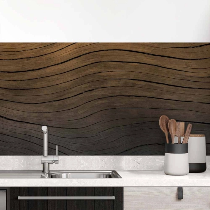 Küchenrückwand Folie Wellenholz Optik