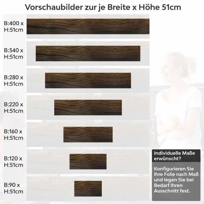 Küchenrückwand Folie Wellenholz Optik Höhe 51cm