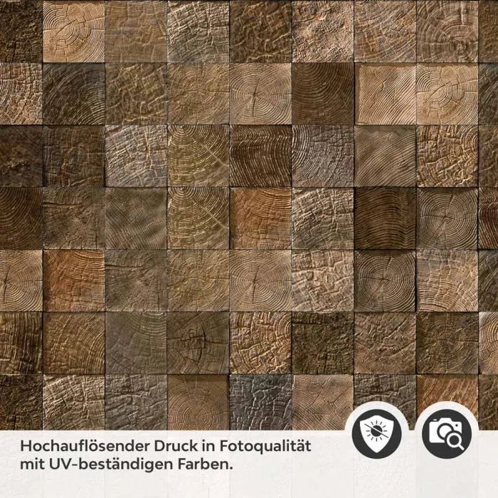Küchenrückwand Folie Holzblock Mosaik Optik Detailbild 2