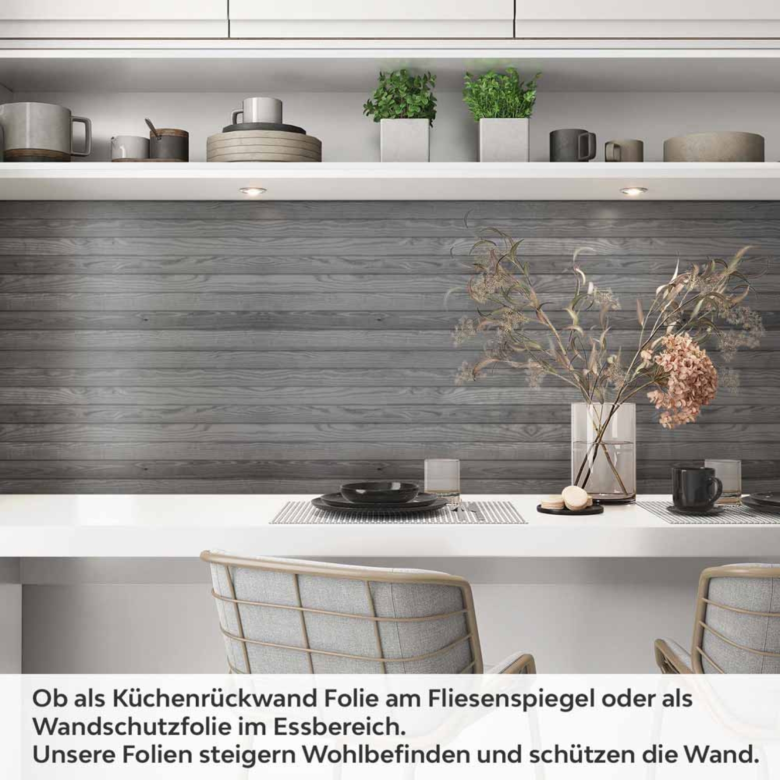 Küchenrückwand Folie elegante graue Holzimitation Artikelbild 1