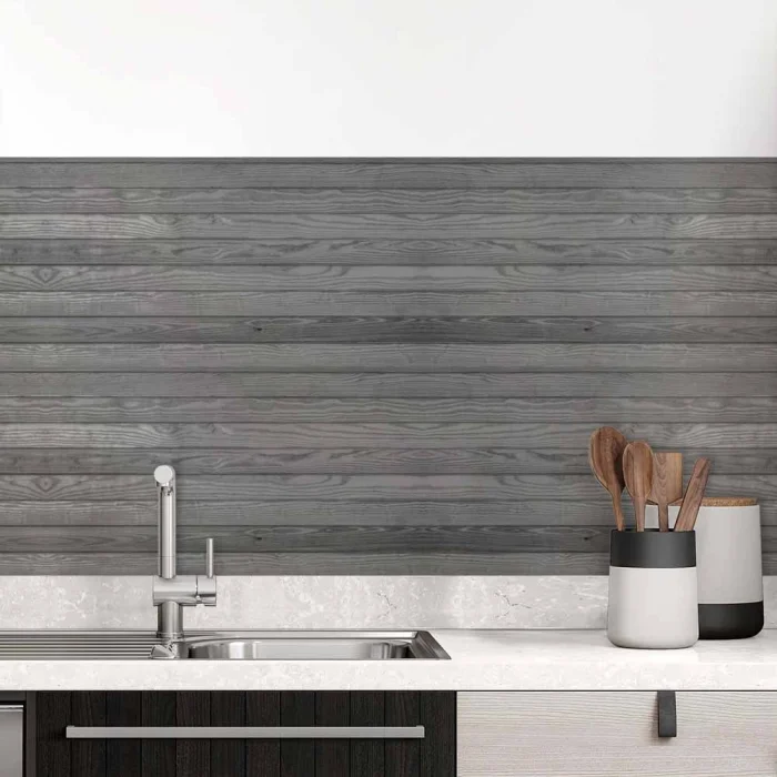 Küchenrückwand Folie elegante graue Holzimitation Hauptbild 1