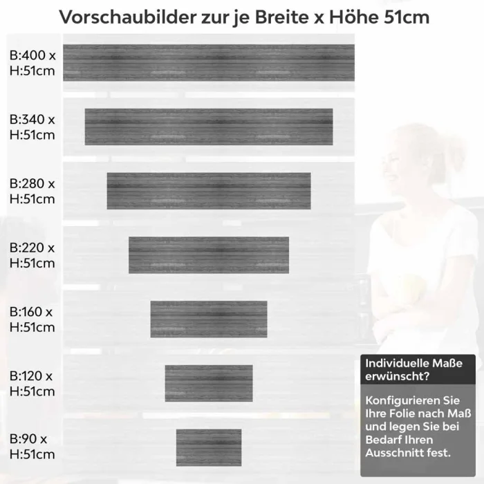 Küchenrückwand Folie elegante graue Holzimitation Höhe 51cm