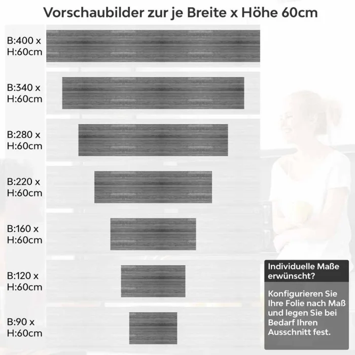 Küchenrückwand Folie elegante graue Holzimitation Höhe 60cm