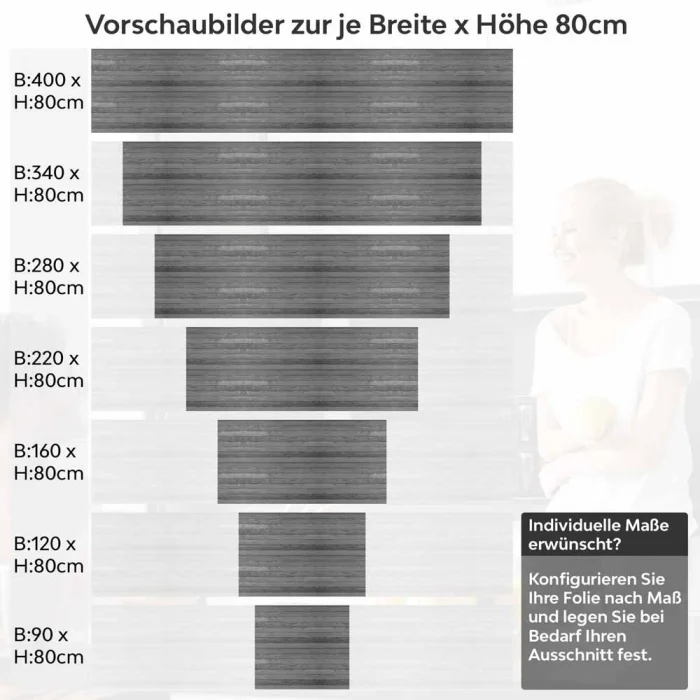 Küchenrückwand Folie elegante graue Holzimitation Höhe 80cm