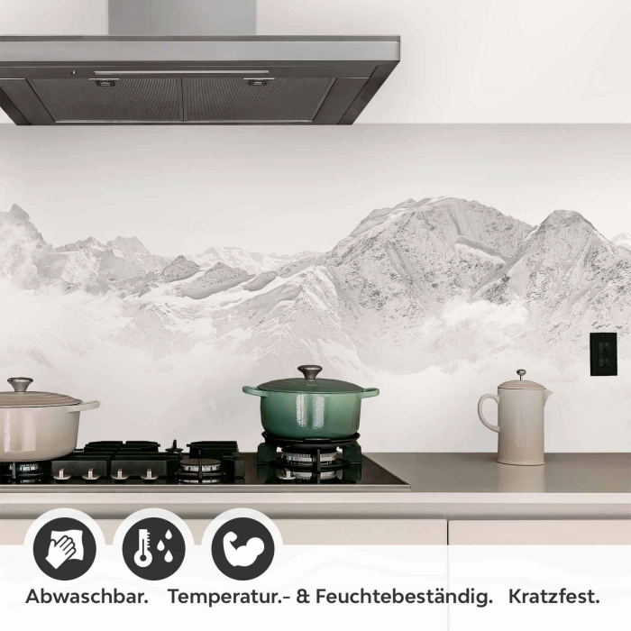 Küchenrückwand Folie weiße Berge Detailbild 1