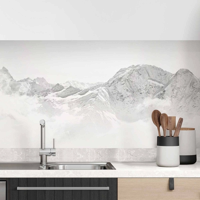 Küchenrückwand Folie weiße Berge Hauptbild 1