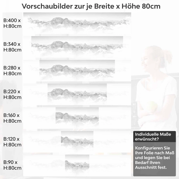 Küchenrückwand Folie weiße Berge Variantenauswahl Vorschaubild Höhe 80cm
