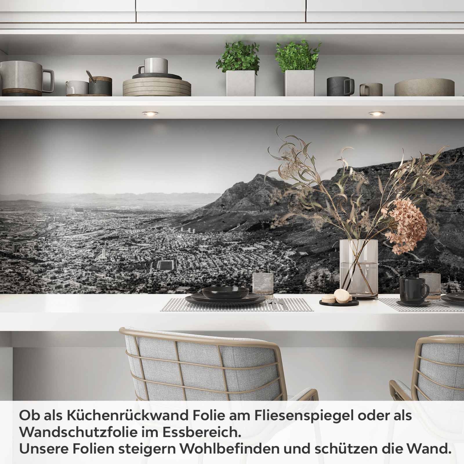 Küchenrückwand Folie monochrome Berge Artikelbild 1