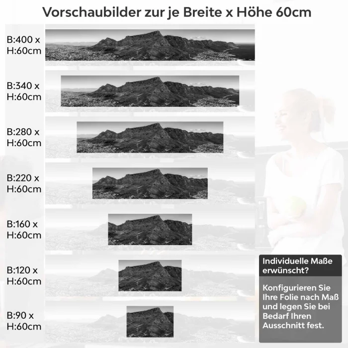 Küchenrückwand Folie monochrome Berge Variantenauswahl Vorschaubild Höhe 60cm