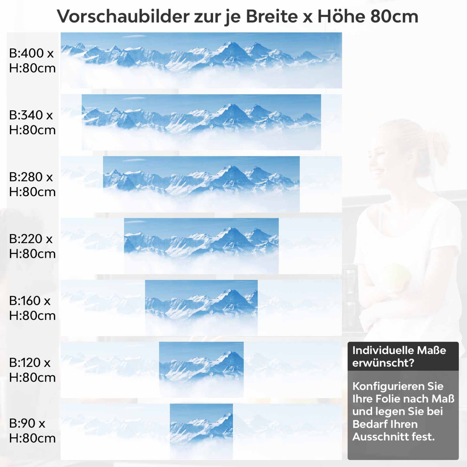Küchenrückwand Folie Eisberge Variantenauswahl Vorschaubild Höhe 80cm
