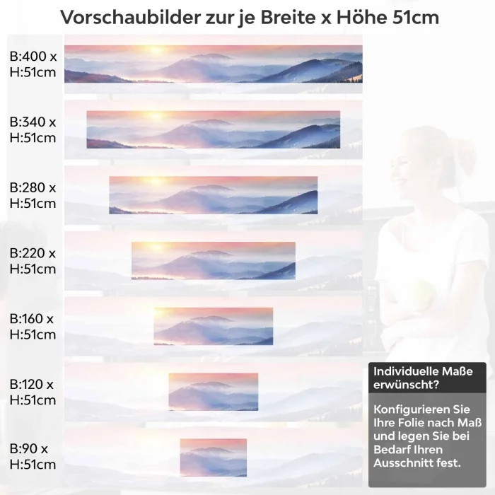 Küchenrückwand Folie morgentlicher Blick Variantenauswahl Vorschaubild Höhe 51cm