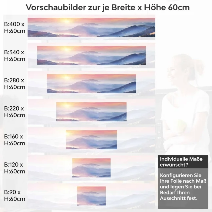 Küchenrückwand Folie morgentlicher Blick Variantenauswahl Vorschaubild Höhe 60cm