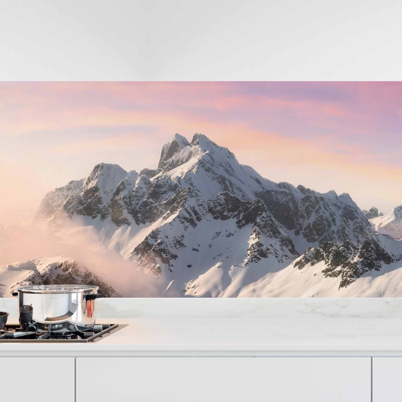 Küchenrückwand Folie verschneite Bergspitze