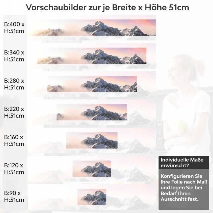 Küchenrückwand Folie verschneite Bergspitze Variantenauswahl Vorschaubild Höhe 51cm