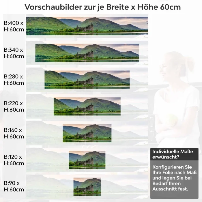 Küchenrückwand Folie Landschaft im Abendrot Variantenauswahl Vorschaubild Höhe 60cm