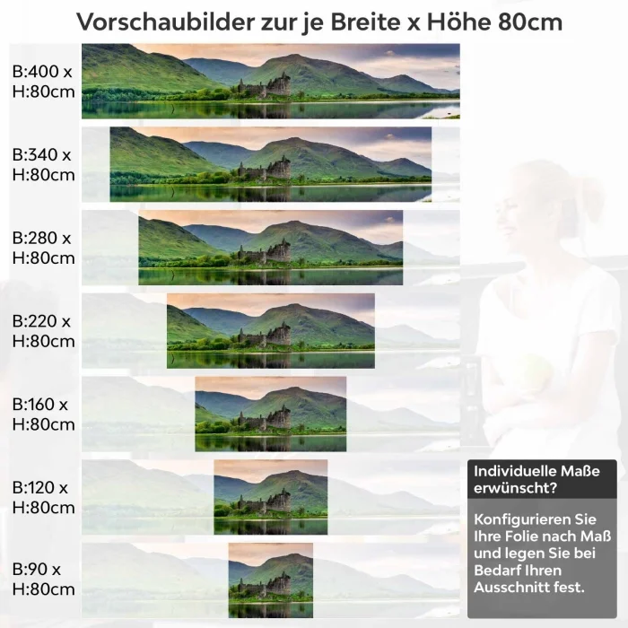Küchenrückwand Folie Landschaft im Abendrot Variantenauswahl Vorschaubild Höhe 80cm