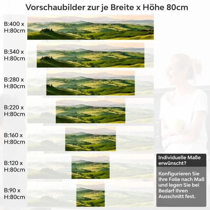 Küchenrückwand Folie Hügellandschaft Variantenauswahl Vorschaubild Höhe 80cm