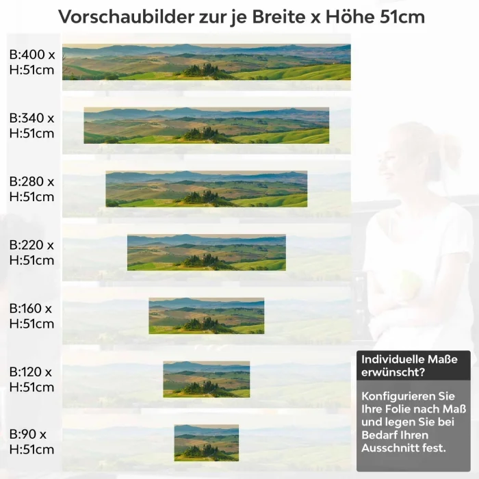 Küchenrückwand Folie harmonische Hügel Variantenauswahl Vorschaubild Höhe 51cm