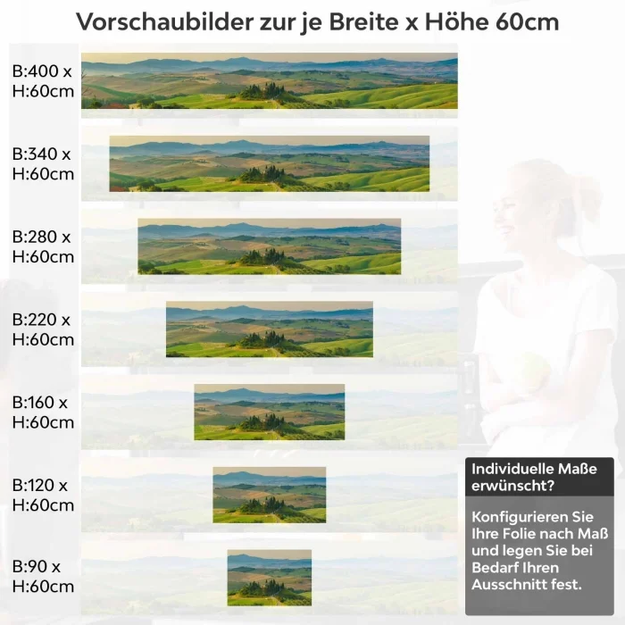 Küchenrückwand Folie harmonische Hügel Variantenauswahl Vorschaubild Höhe 60cm