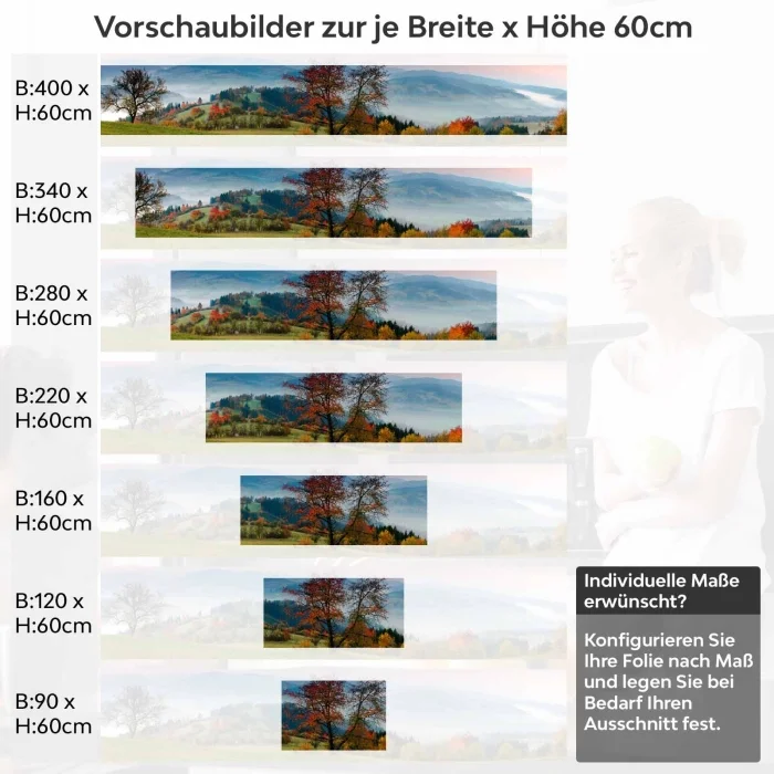 Küchenrückwand Folie Weide Variantenauswahl Vorschaubild Höhe 60cm
