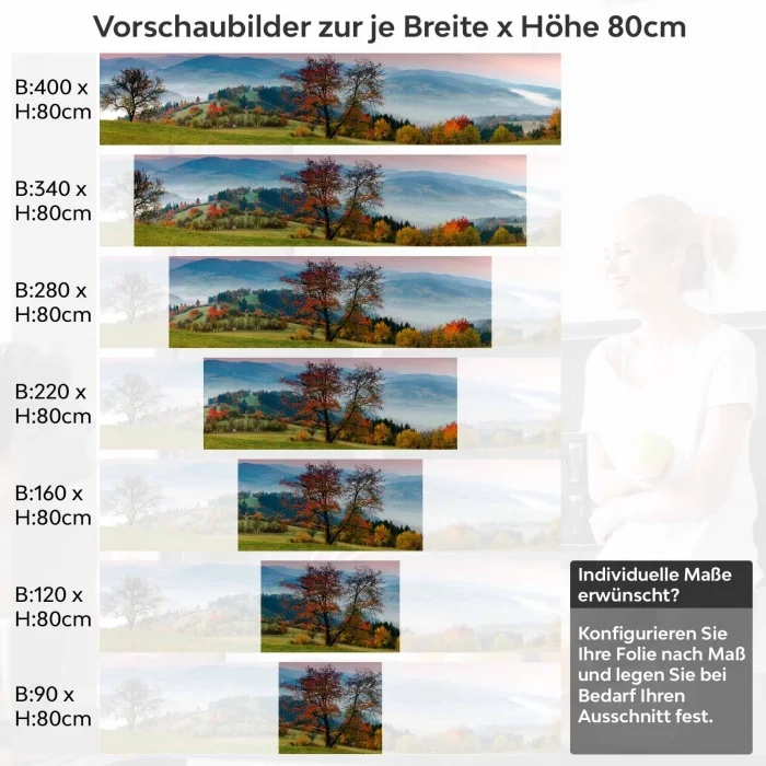 Küchenrückwand Folie Weide Variantenauswahl Vorschaubild Höhe 80cm