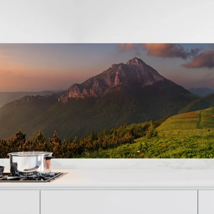 Küchenrückwand Folie Abendlicher Bergzauber – Landschaft im Sonnenuntergang Hauptbild 1