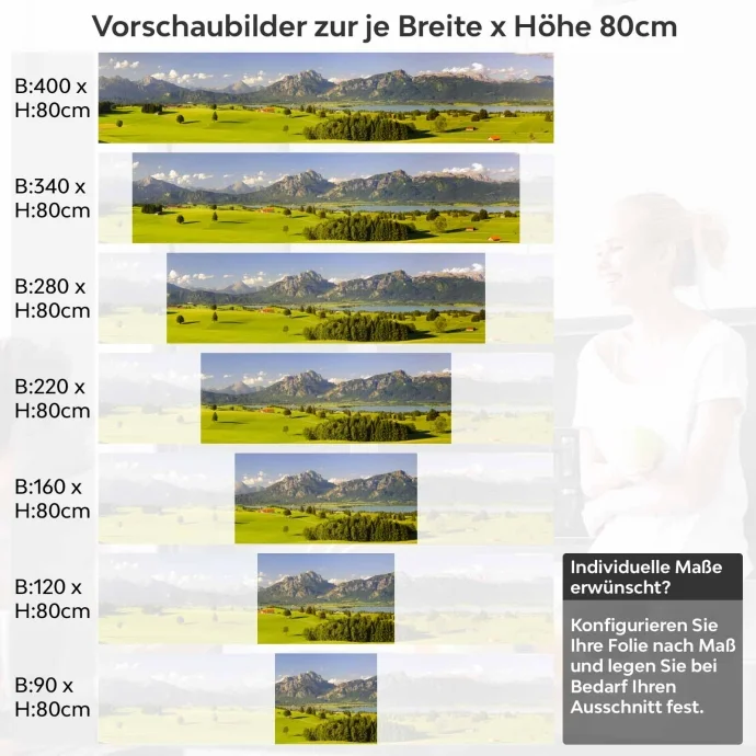 Küchenrückwand Folie grüne Weide Bergpanorama Höhe 80cm