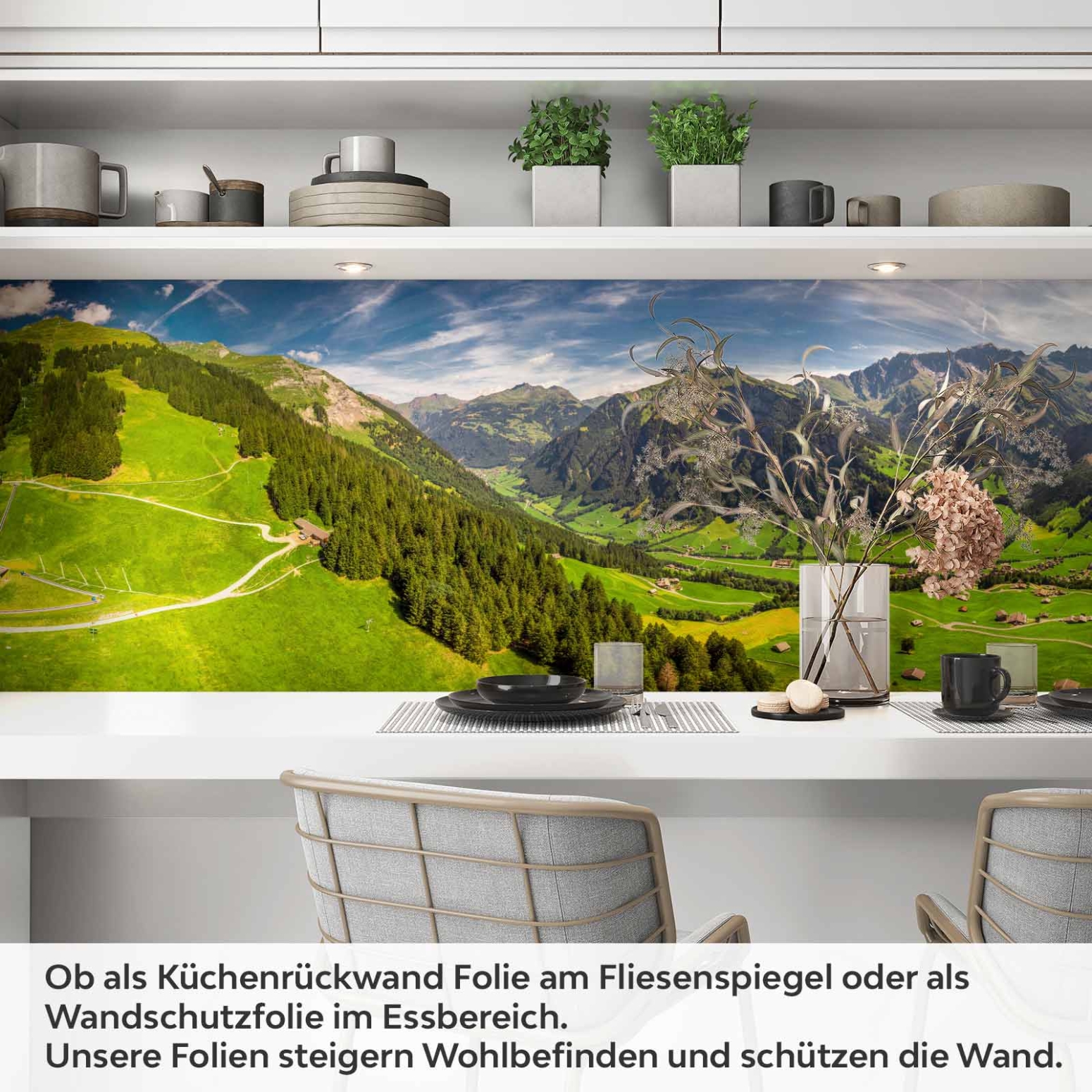 Küchenrückwand Folie grüne Weite & Wanderwege Artikelbild 1