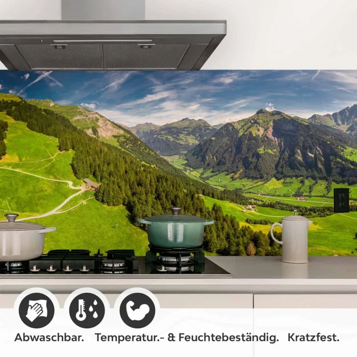 Küchenrückwand Folie grüne Weite & Wanderwege Detailbild 1