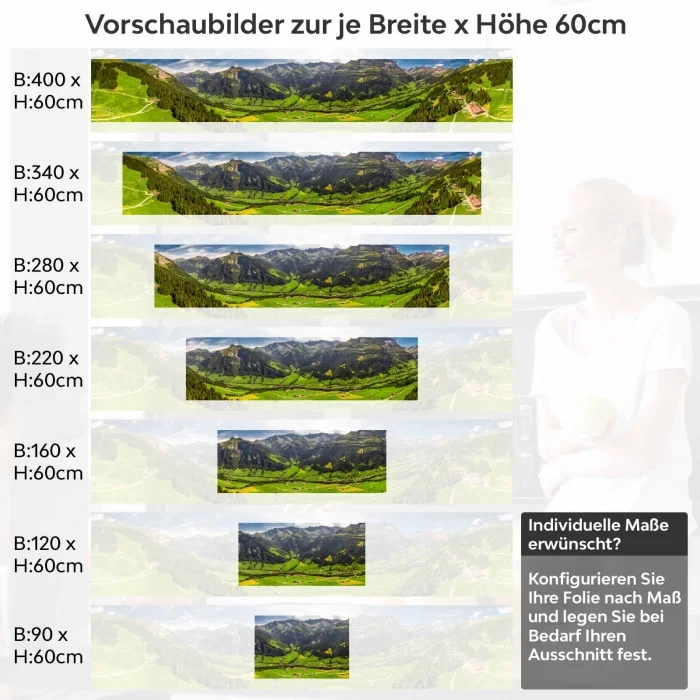 Küchenrückwand Folie grüne Weite & Wanderwege Höhe 60cm
