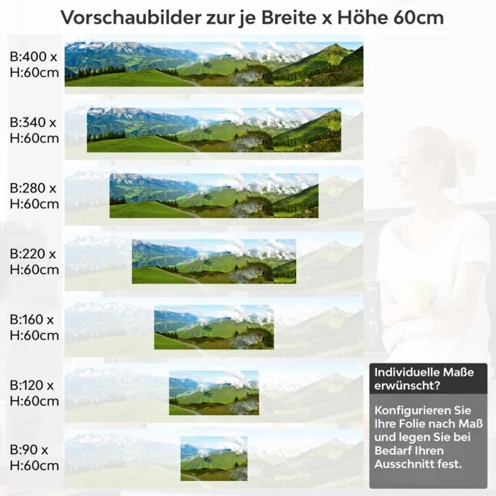 Küchenrückwand Folie – Pfad zur Bergidylle Höhe 60cm