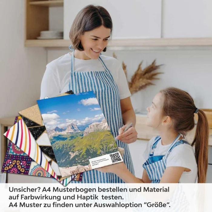 Küchenrückwand Folie Hochlandpanorama zwischen Eis & Grün A4 Muster