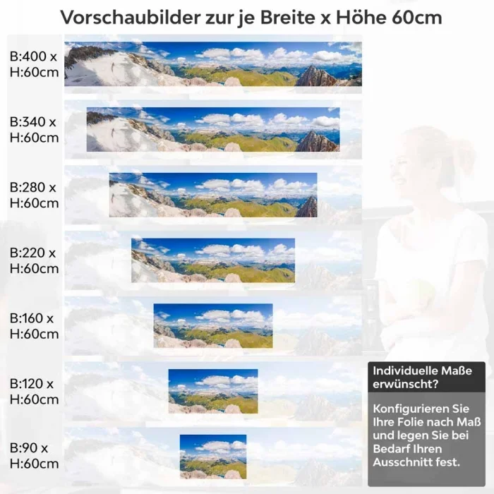 Küchenrückwand Folie Hochlandpanorama zwischen Eis & Grün Höhe 60cm