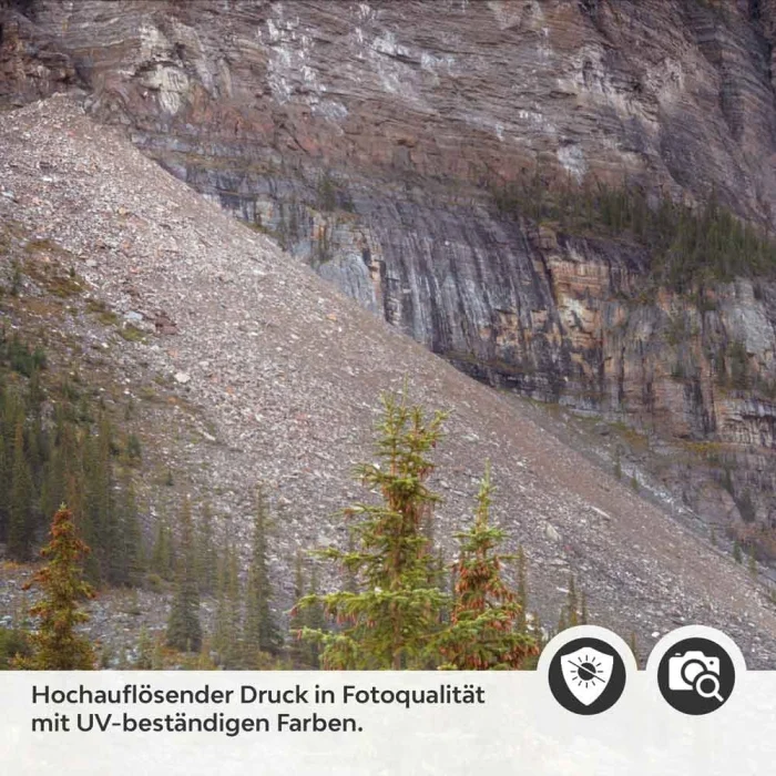 Küchenrückwand Folie Gebirgspanorama, Fluss & Fichtenwald Detailbild 2