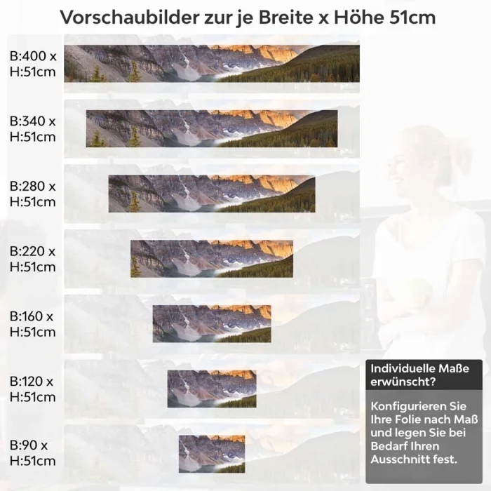 Küchenrückwand Folie Gebirgspanorama, Fluss & Fichtenwald Höhe 51cm