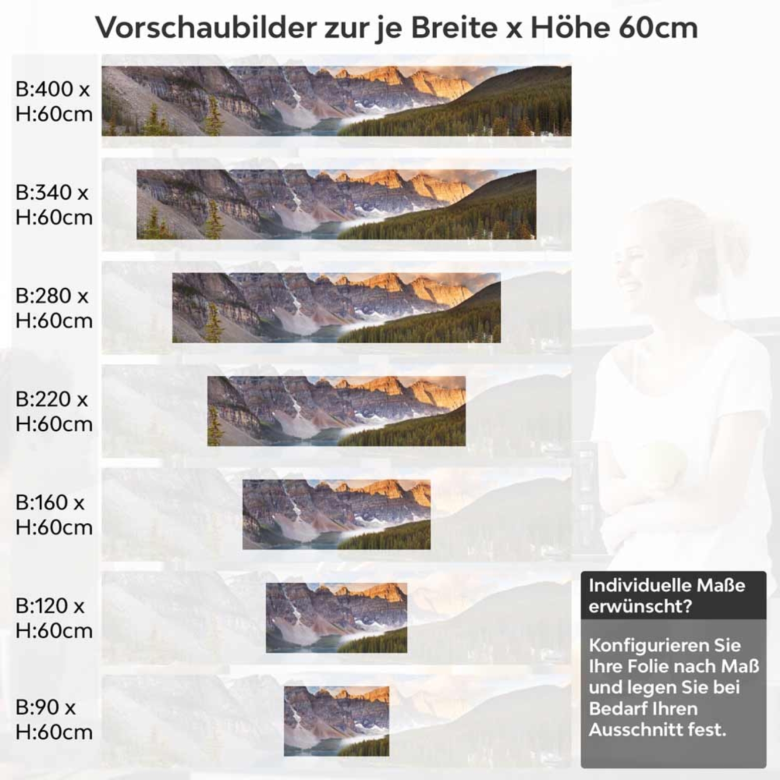 Küchenrückwand Folie Gebirgspanorama, Fluss & Fichtenwald Höhe 60cm