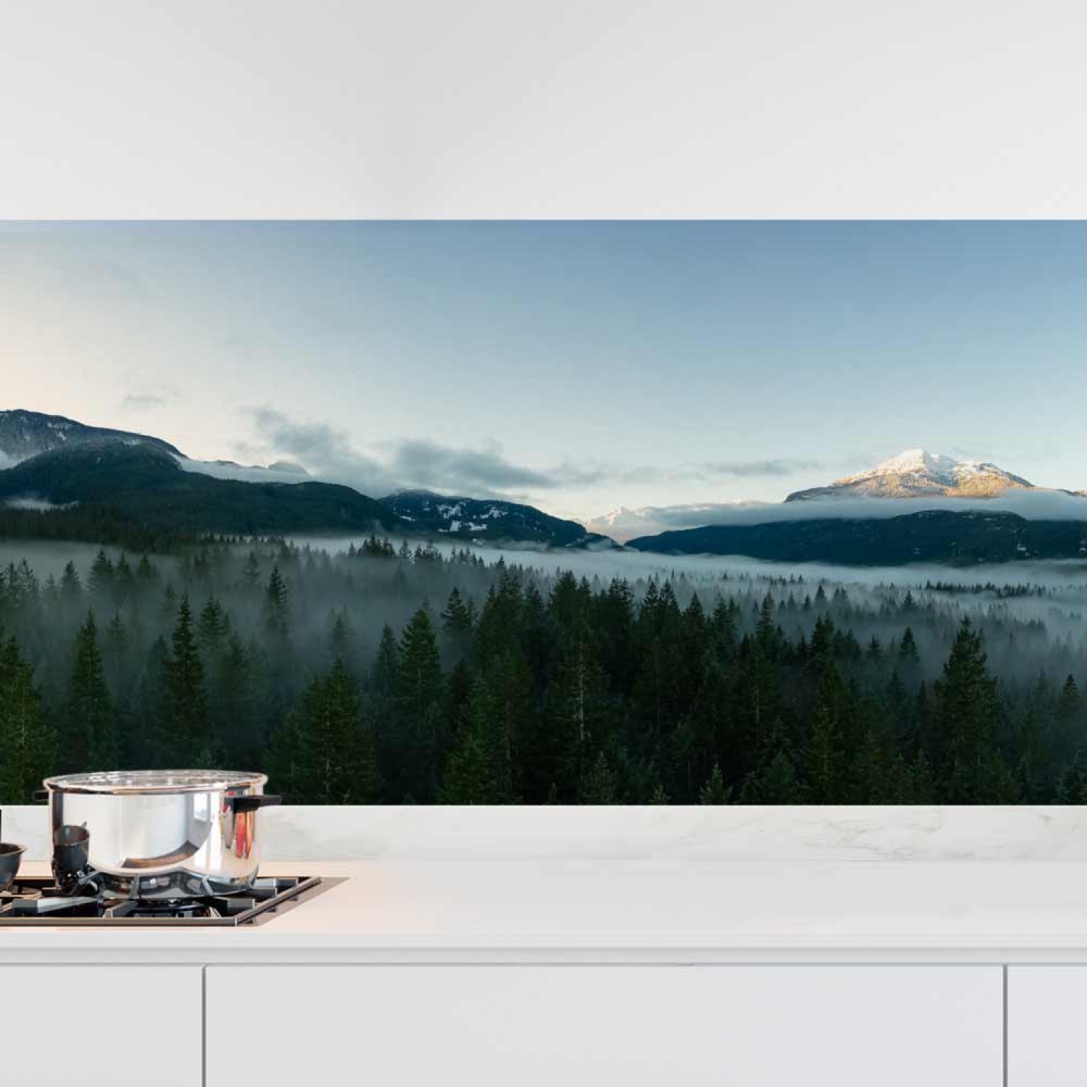 Küchenrückwand Folie Nebelwald & Berglandschaft