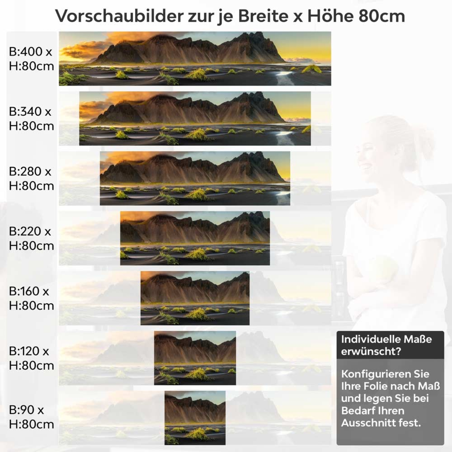 Küchenrückwand Folie Vulkanstrand Höhe 80cm