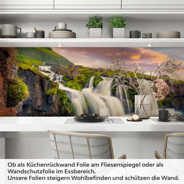 Küchenrückwand Folie Wasserfall Bergkulisse Artikelbild 1