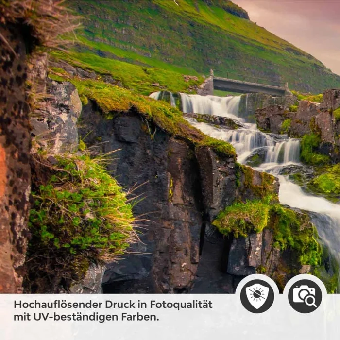 Küchenrückwand Folie Wasserfall Bergkulisse Detailbild 2