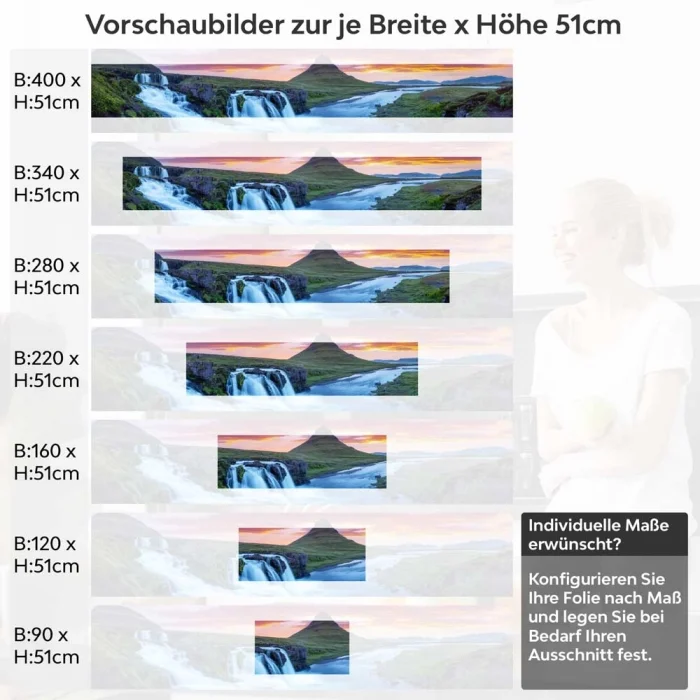 Küchenrückwand Folie Wasserfall & Bergsee am Abendlicht Höhe 51cm
