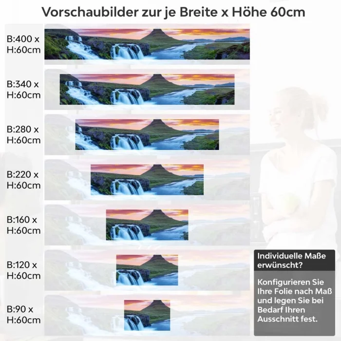Küchenrückwand Folie Wasserfall & Bergsee am Abendlicht Höhe 60cm