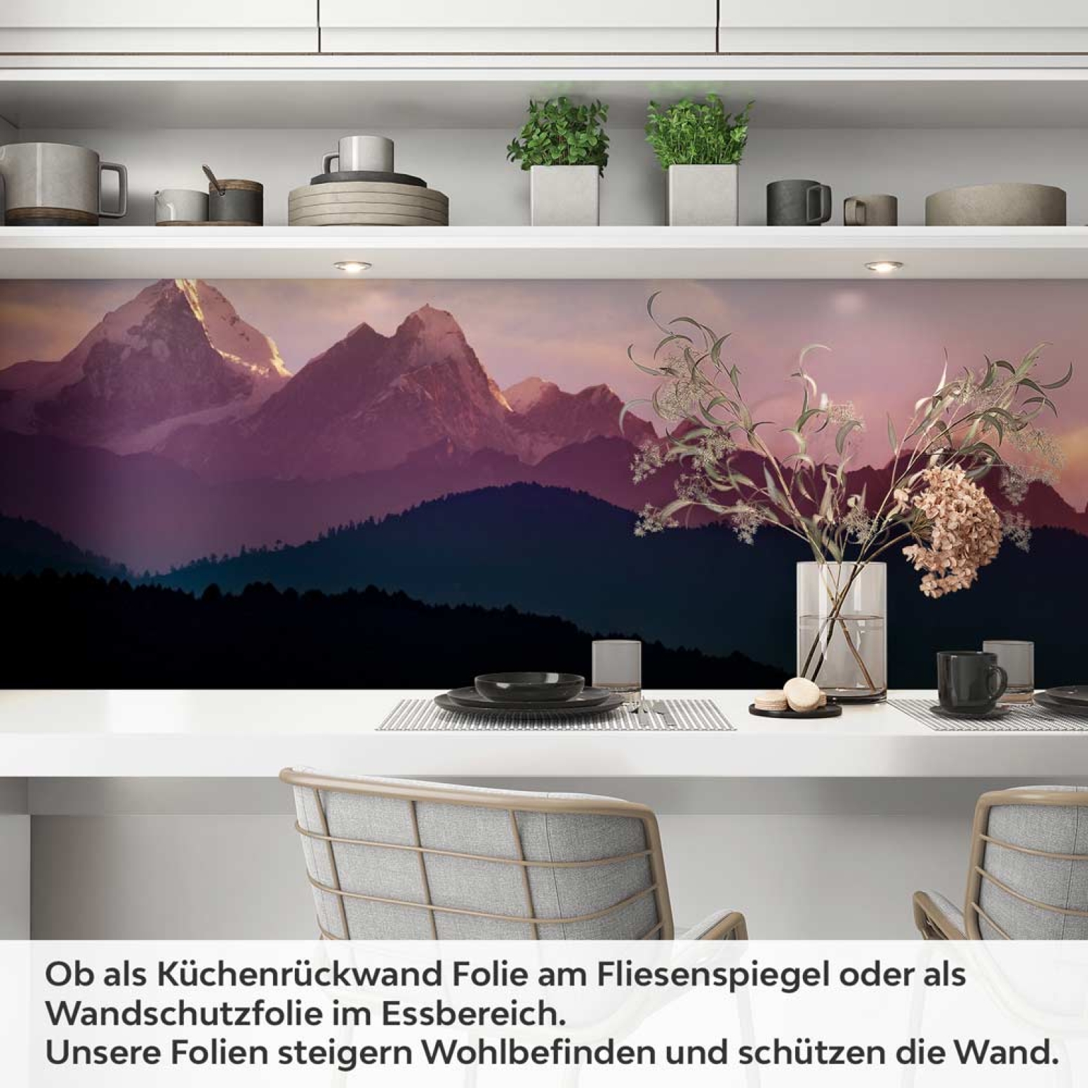 Küchenrückwand Folie Helambu im Dämmerlicht Artikelbild 1