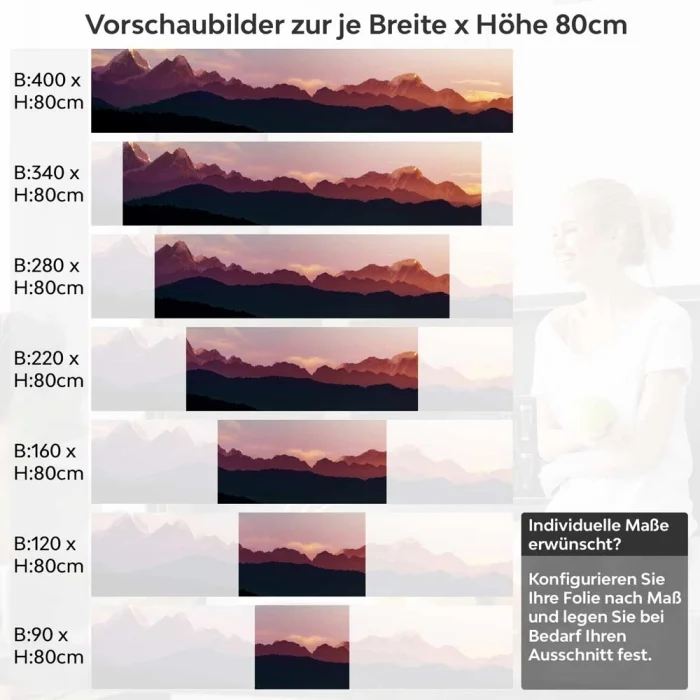 Küchenrückwand Folie Helambu im Dämmerlicht Höhe 80cm