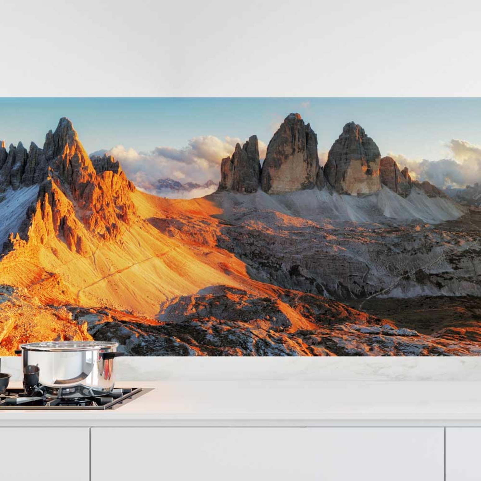 Küchenrückwand Folie Landschaft in goldener Stunde