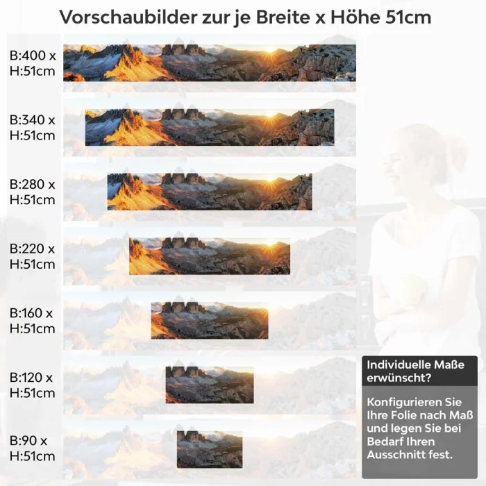 Küchenrückwand Folie Landschaft in goldener Stunde Höhe 51cm