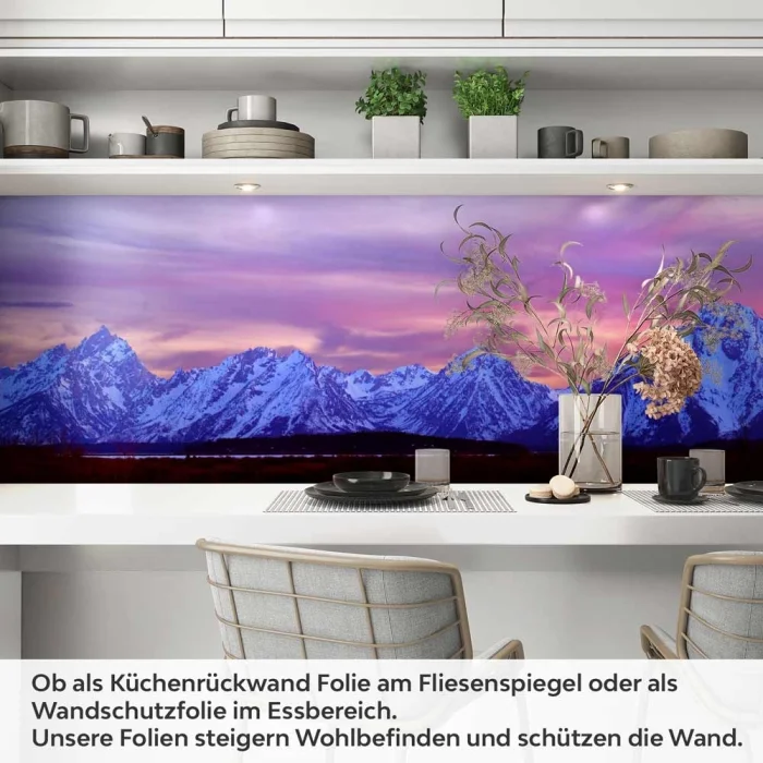 Küchenrückwand Folie Gipfel in violetter Dämmerung Artikelbild 1